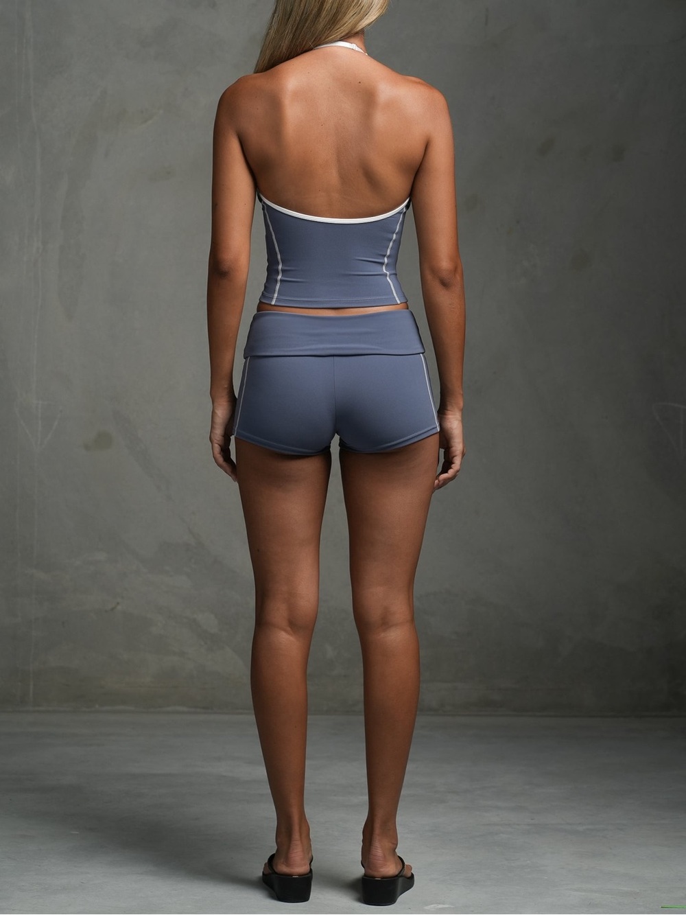 SWT Active Halter Cami Crop Top Indigo Blue White Contrast Size S - Picture 4 of 5